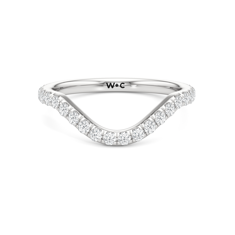 The Crown Diamond Wedding Band with Platinum Cut Diamond in 14KT Platinum view 1
