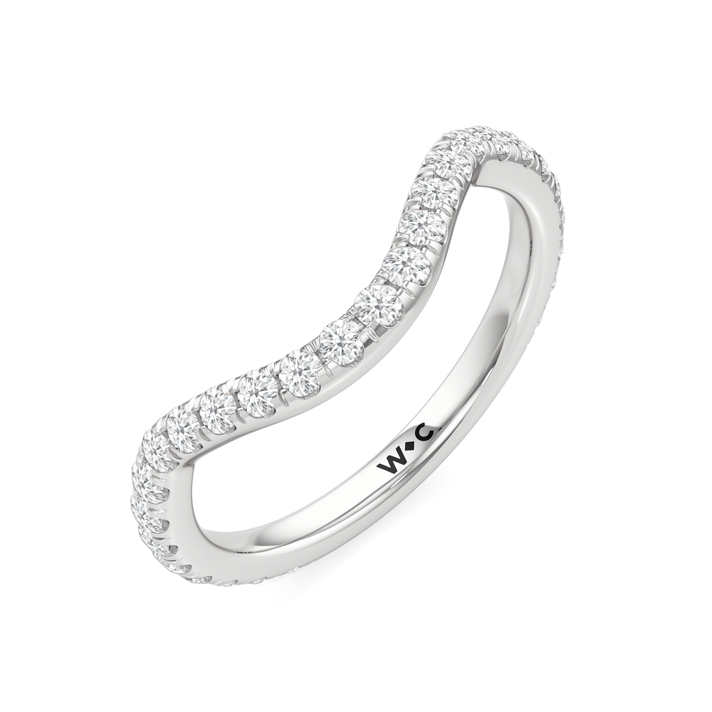 The Crown Diamond Wedding Band with Platinum Cut Diamond in 14KT Platinum view 6

