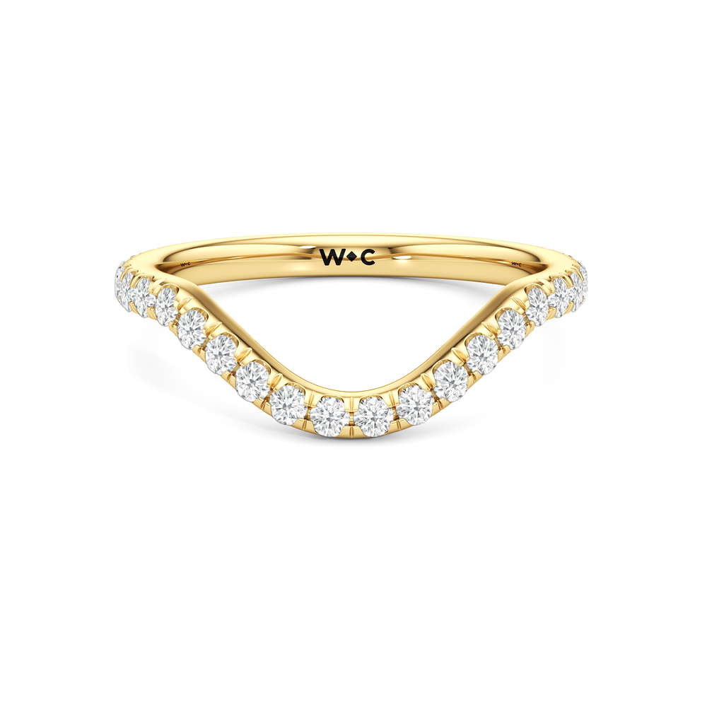 The Crown Diamond Wedding Band with 18KT Yellow Gold Cut Diamond in 14KT Yellow Gold view 1
