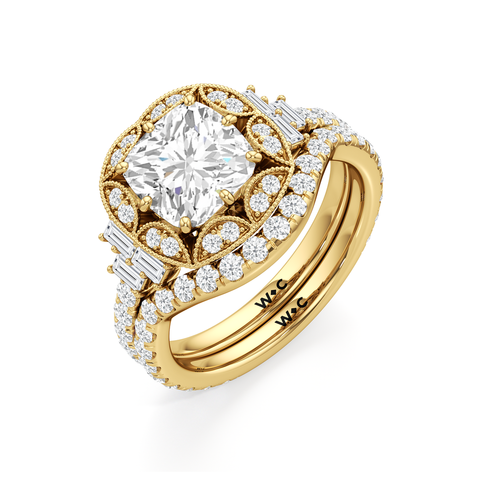 The Crown Diamond Wedding Band with 18KT Yellow Gold Cut Diamond in 14KT Yellow Gold view 7
