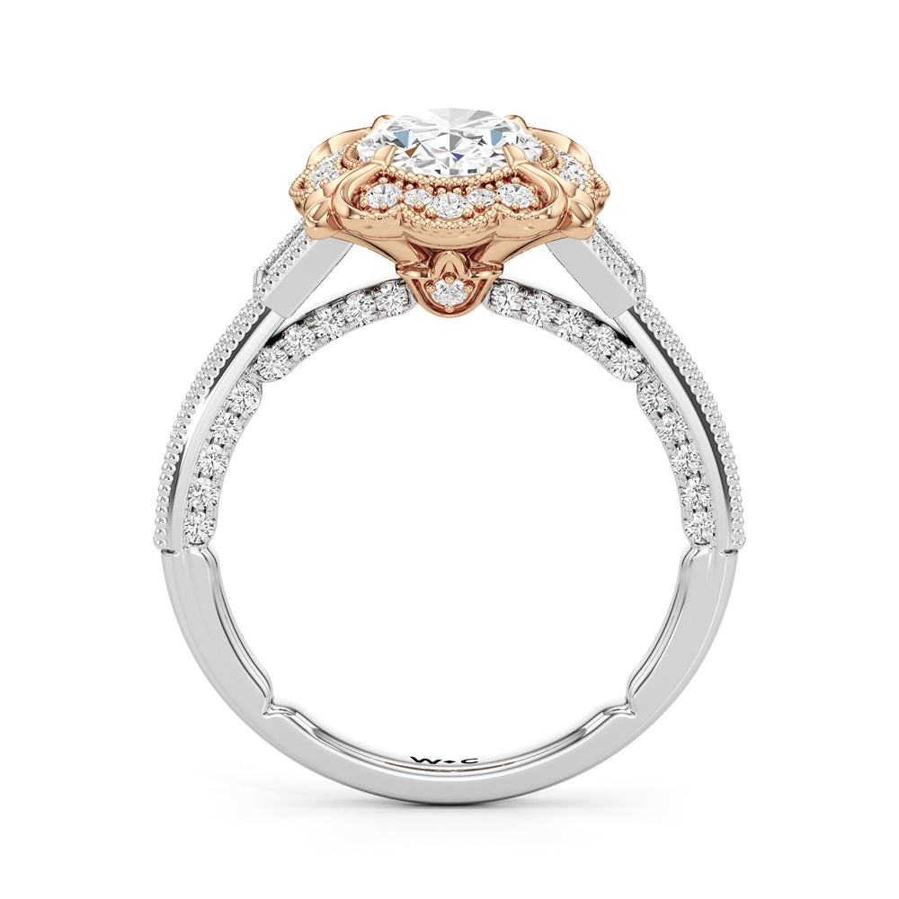 Oval Cut The Finial Ring with Lab Grown Diamond in 14KT White & Rose Gold view 3
