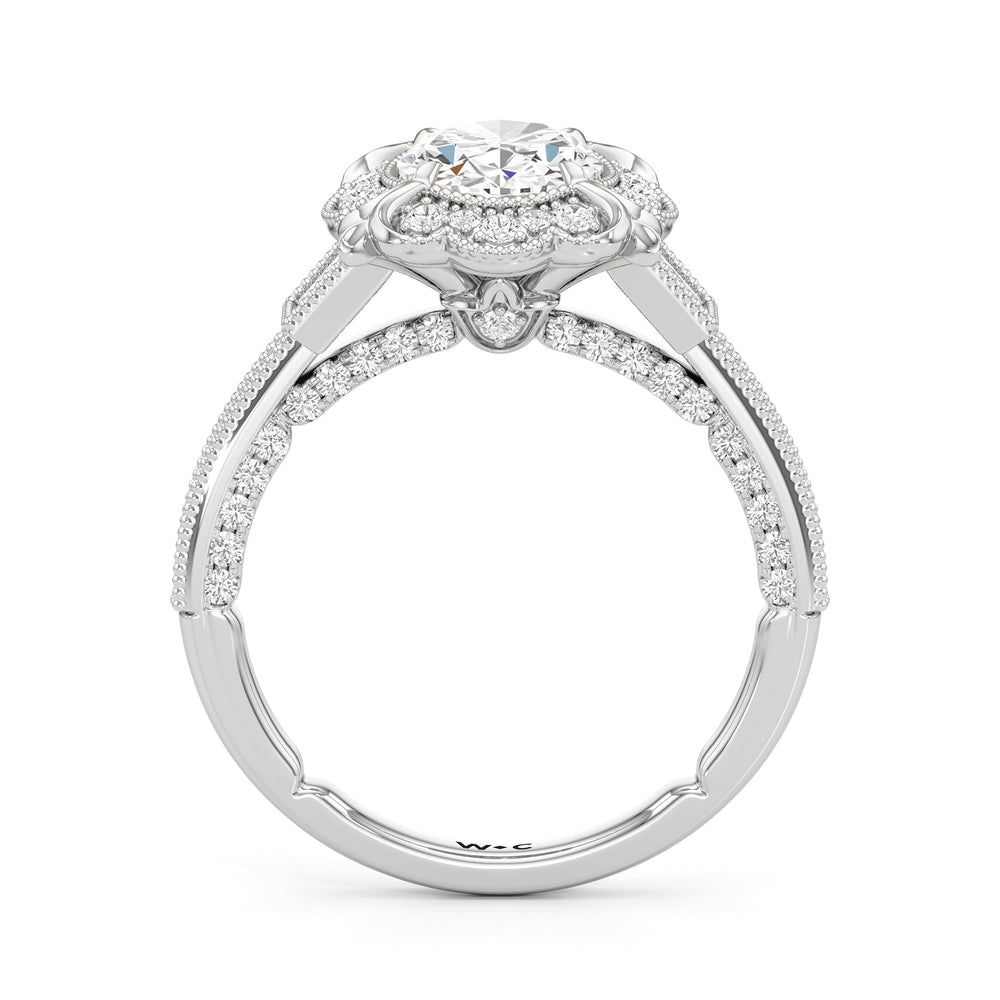 Oval Cut The Finial Ring with Lab Grown Diamond in 14KT Platinum view 3
