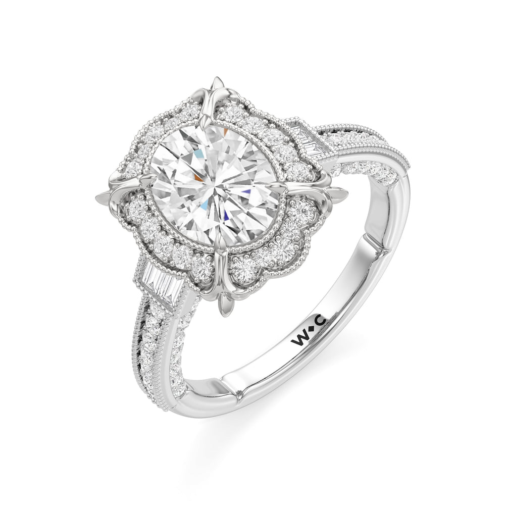 Oval Cut The Finial Ring with Lab Grown Diamond in 14KT Platinum view 4
