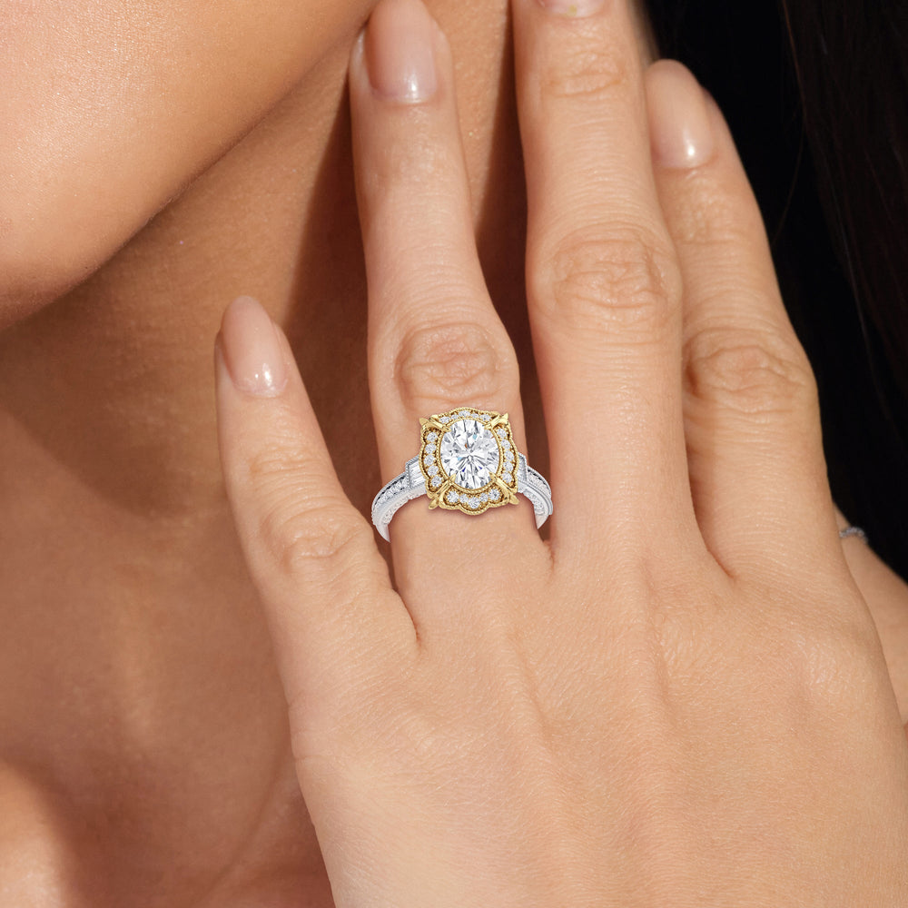 Model Wearing The Finial Ring with Lab Grown Diamond view