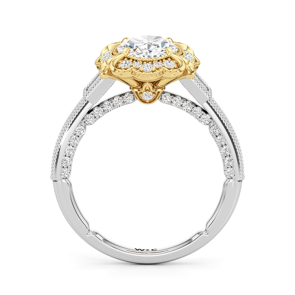Oval Cut The Finial Ring with Lab Grown Diamond in 14KT White & Yellow Gold view 3
