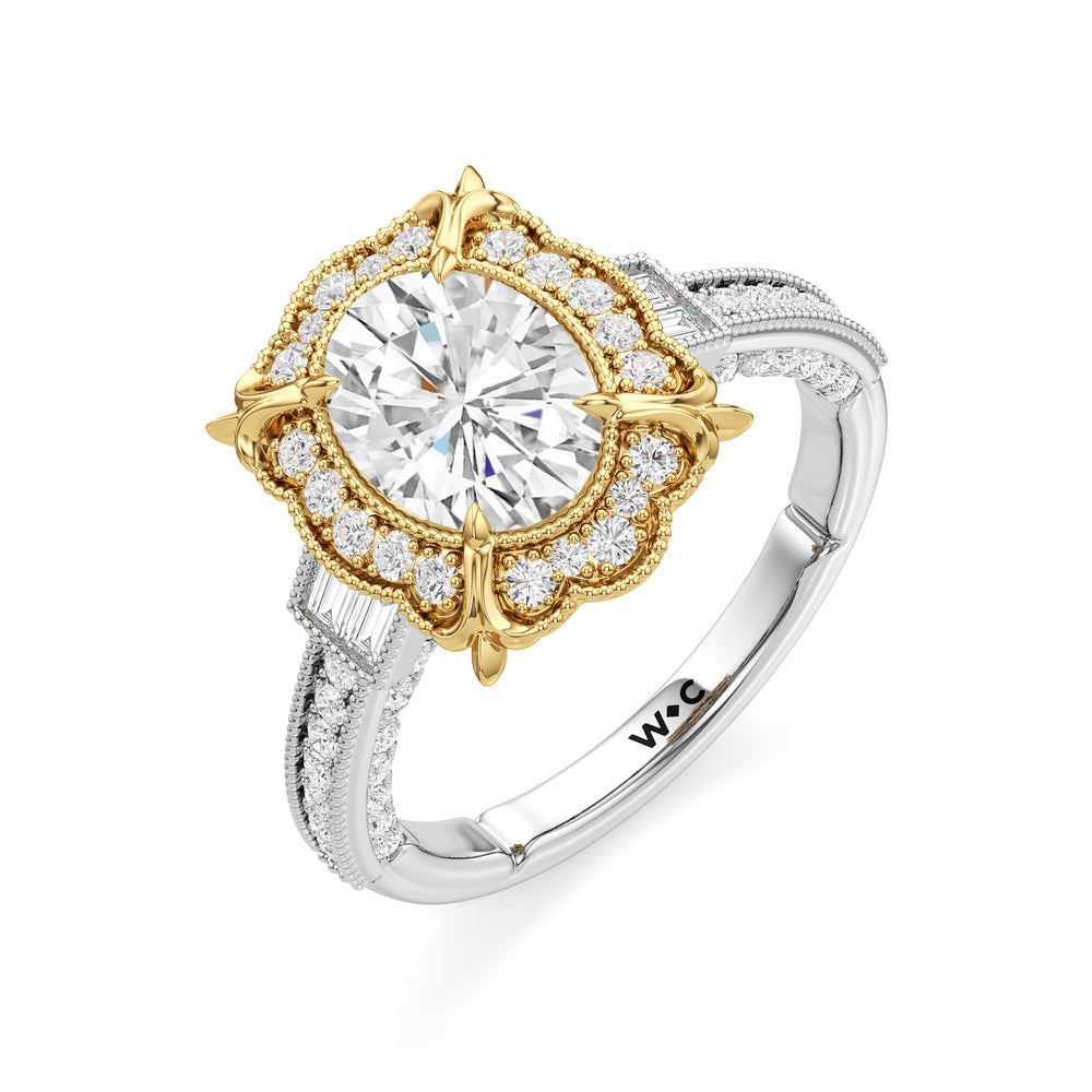 Oval Cut The Finial Ring with Lab Grown Diamond in 14KT White & Yellow Gold view 4
