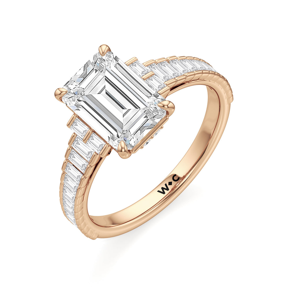 Emerald Cut The Eastern Ring with Lab Grown Diamond in 14KT Rose Gold view 4
