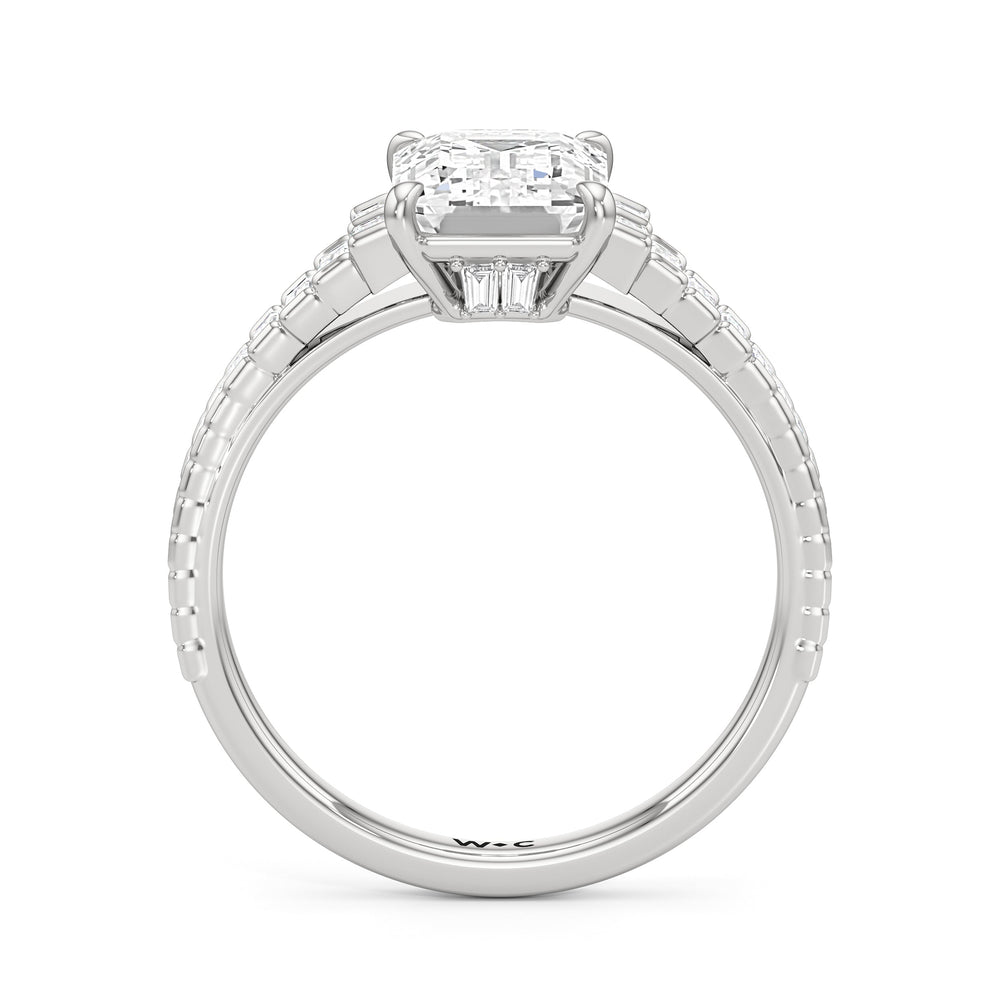 Emerald Cut The Eastern Ring with Lab Grown Diamond in 14KT Platinum view 3
