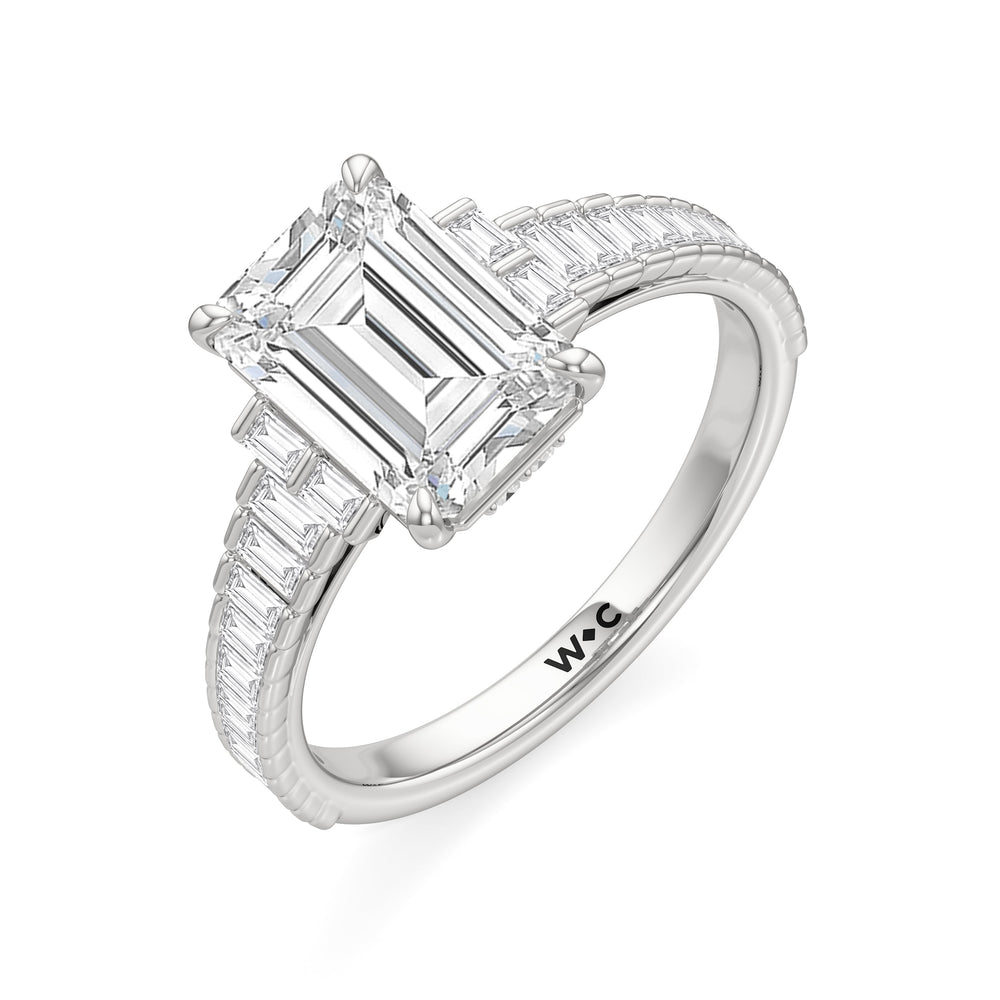 Emerald Cut The Eastern Ring with Lab Grown Diamond in 14KT Platinum view 4
