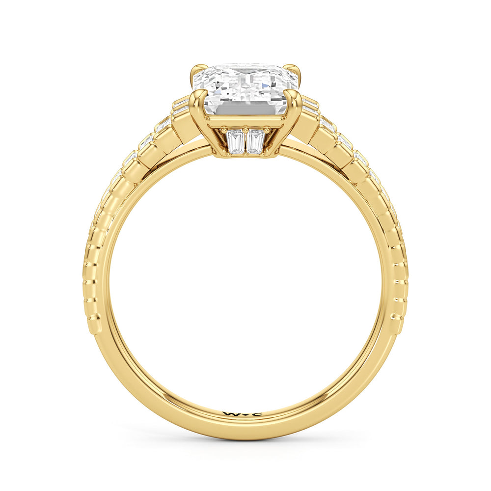 Emerald Cut The Eastern Ring with Lab Grown Diamond in 14KT Yellow Gold view 3
