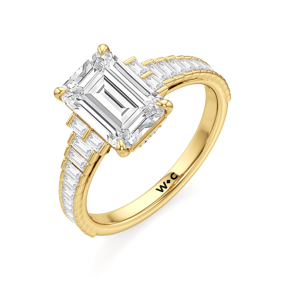 Emerald Cut The Eastern Ring with Lab Grown Diamond in 14KT Yellow Gold view 4
