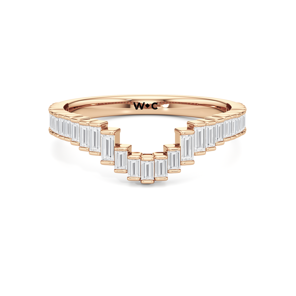 The Eastern Diamond Wedding Band with 18KT Rose Gold Cut Diamond in 14KT Rose Gold view 1
