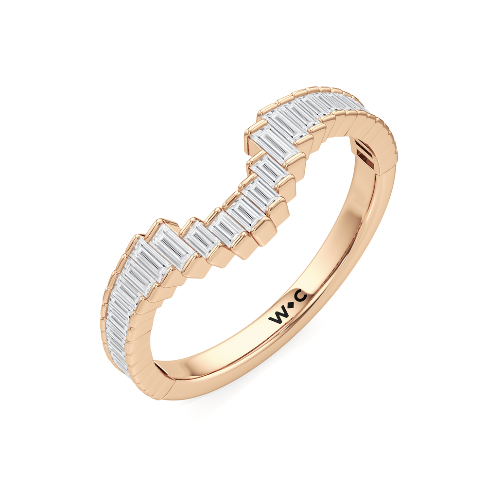 The Eastern Diamond Wedding Band with 18KT Rose Gold Cut Diamond in 14KT Rose Gold view 6
