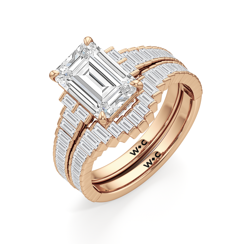 The Eastern Diamond Wedding Band with 18KT Rose Gold Cut Diamond in 14KT Rose Gold view 7
