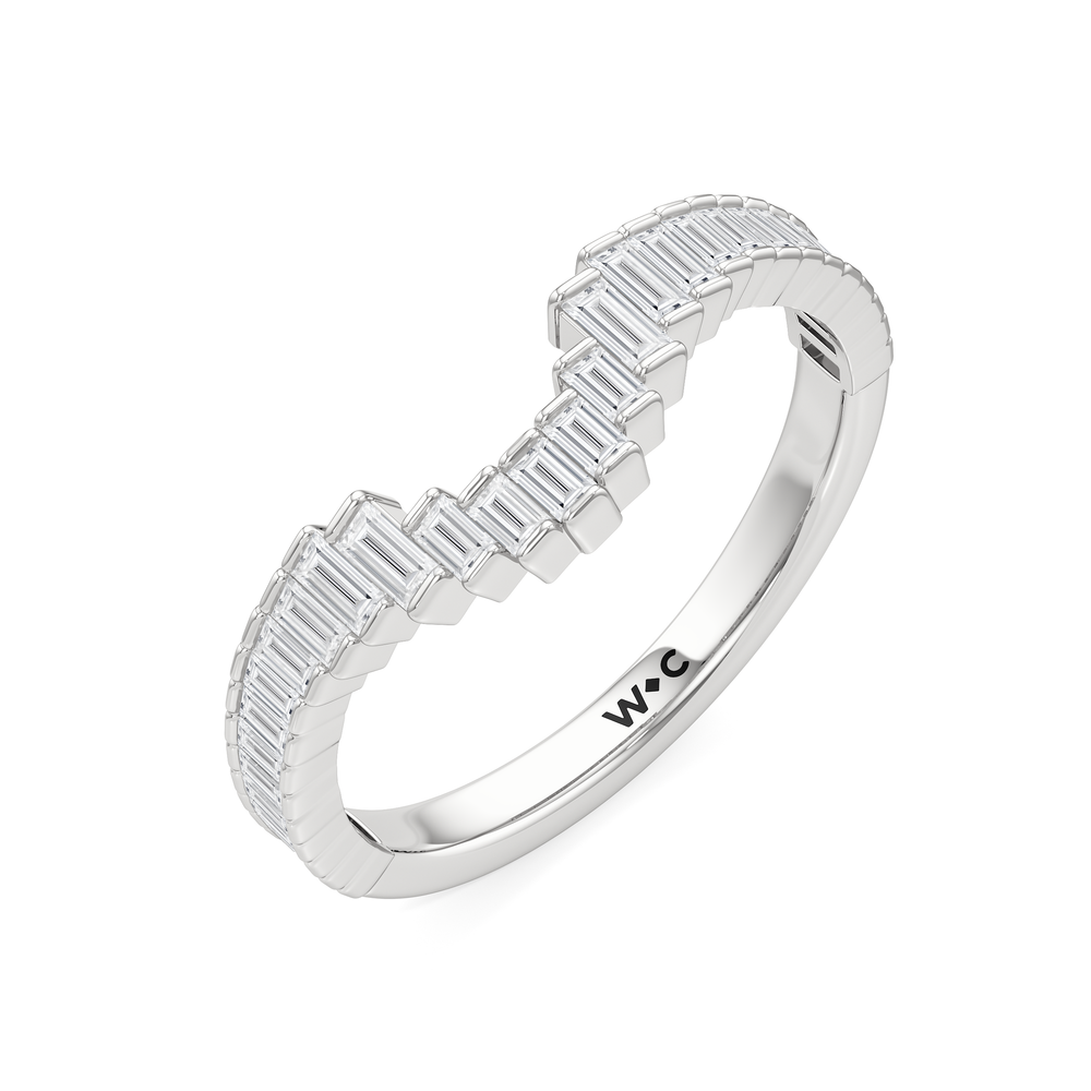 The Eastern Diamond Wedding Band with Platinum Cut Diamond in 14KT Platinum view 6
