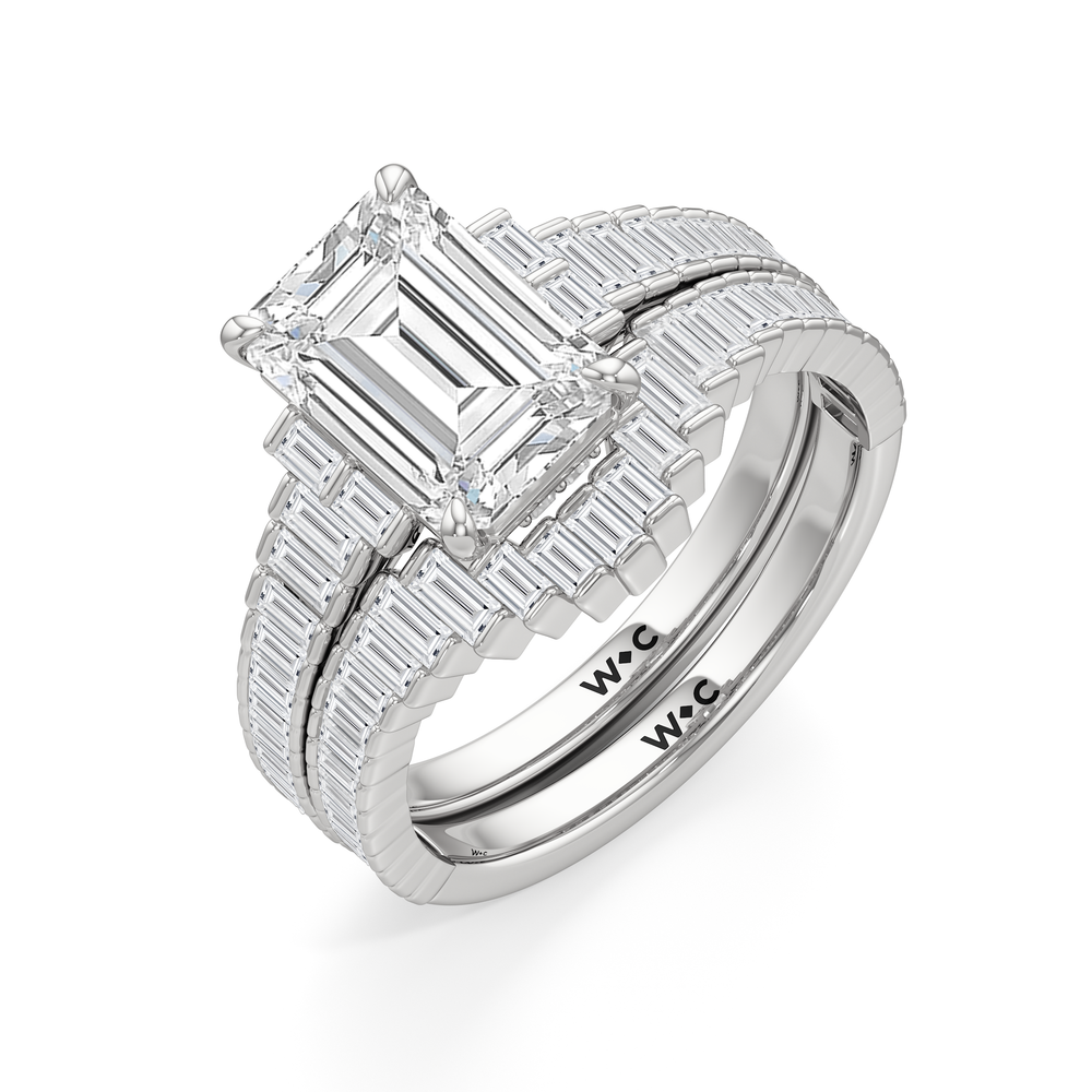 The Eastern Diamond Wedding Band with Platinum Cut Diamond in 14KT Platinum view 7

