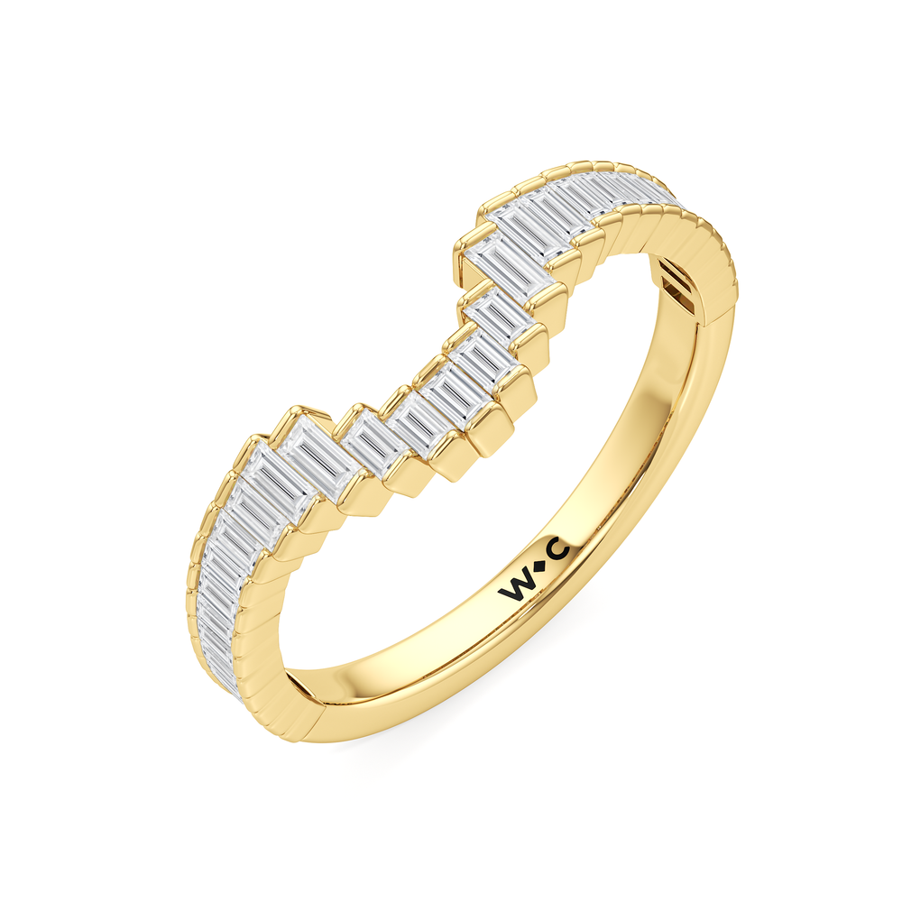 The Eastern Diamond Wedding Band with 18KT Yellow Gold Cut Diamond in 14KT Yellow Gold view 6
