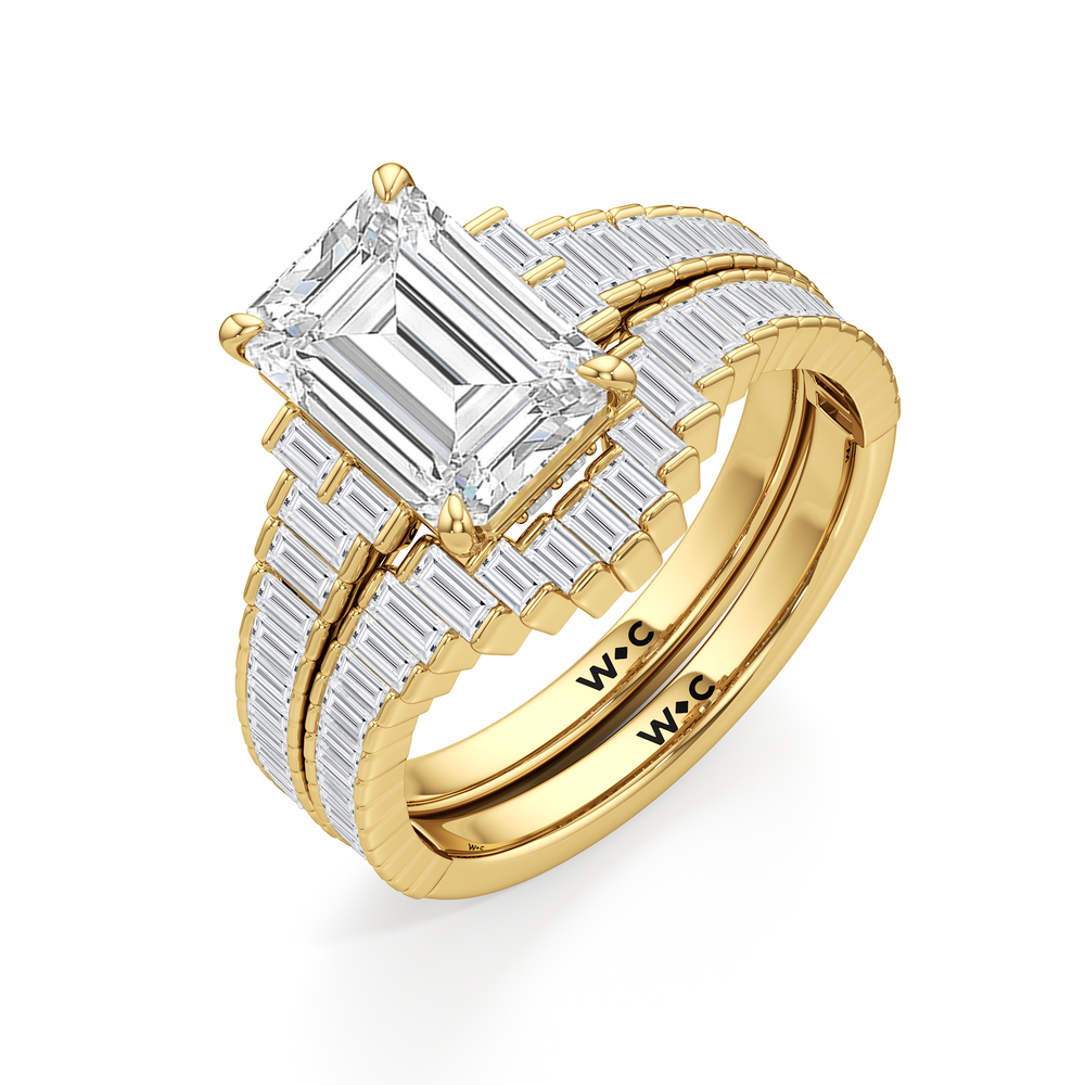 The Eastern Diamond Wedding Band with 18KT Yellow Gold Cut Diamond in 14KT Yellow Gold view 7
