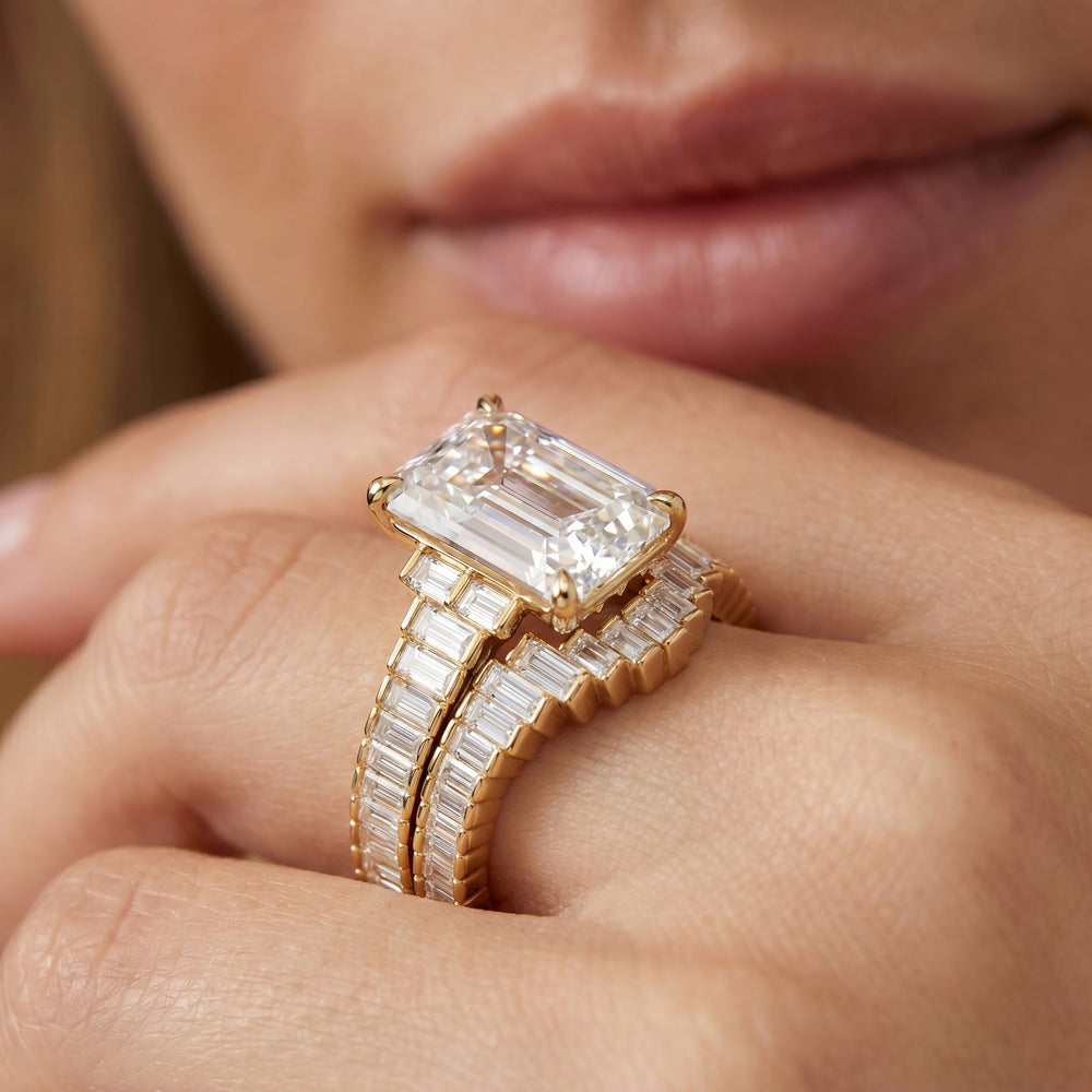 The Eastern Diamond Wedding Band with 18KT Yellow Gold Cut Diamond in 14KT Yellow Gold view 3
