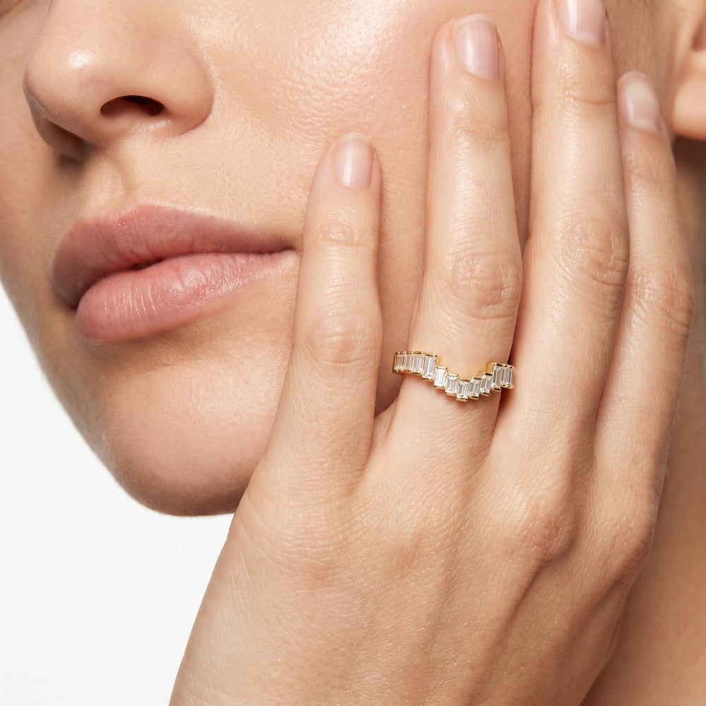 The Eastern Diamond Wedding Band with Platinum Cut Diamond in 14KT Platinum view 2
