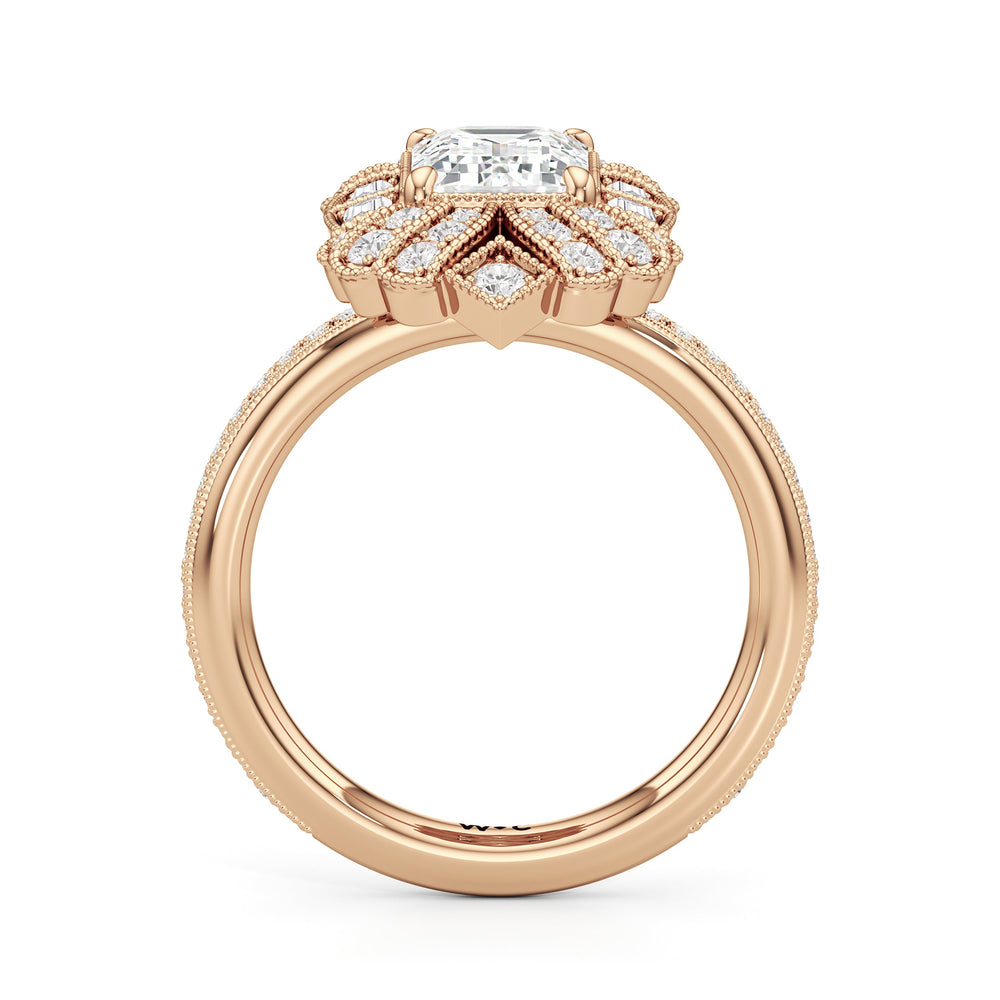 Emerald Cut The Spire Ring with Lab Grown Diamond in 14KT Rose Gold view 3

