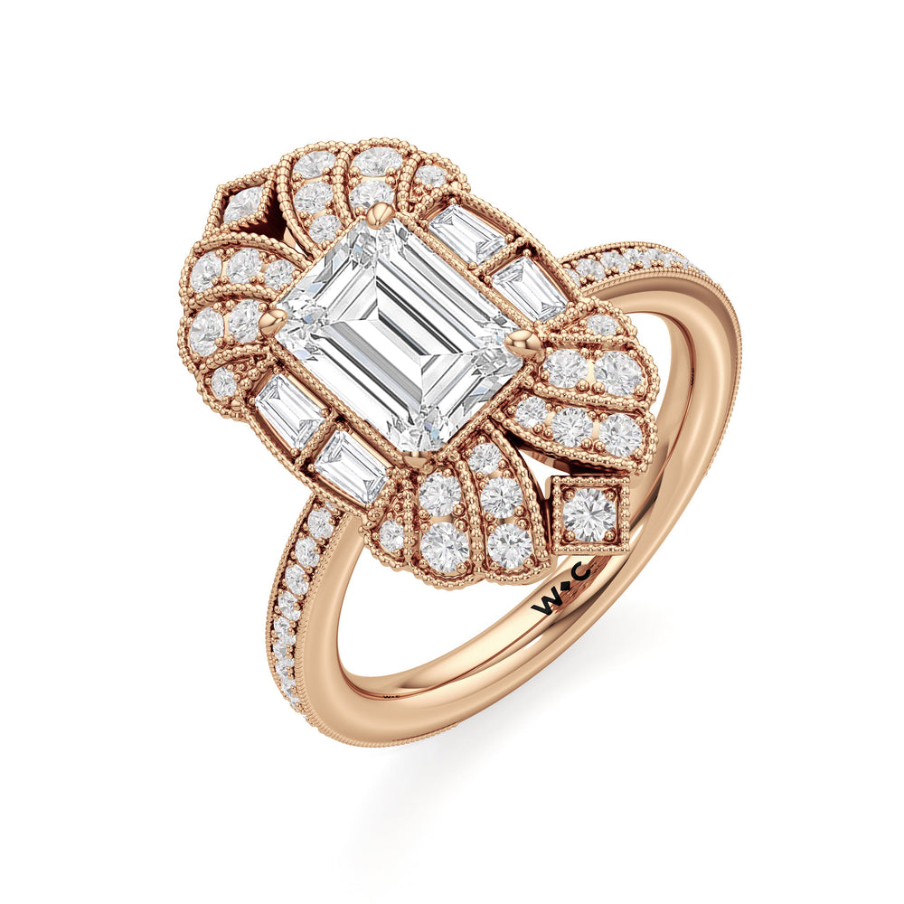 Emerald Cut The Spire Ring with Lab Grown Diamond in 14KT Rose Gold view 4
