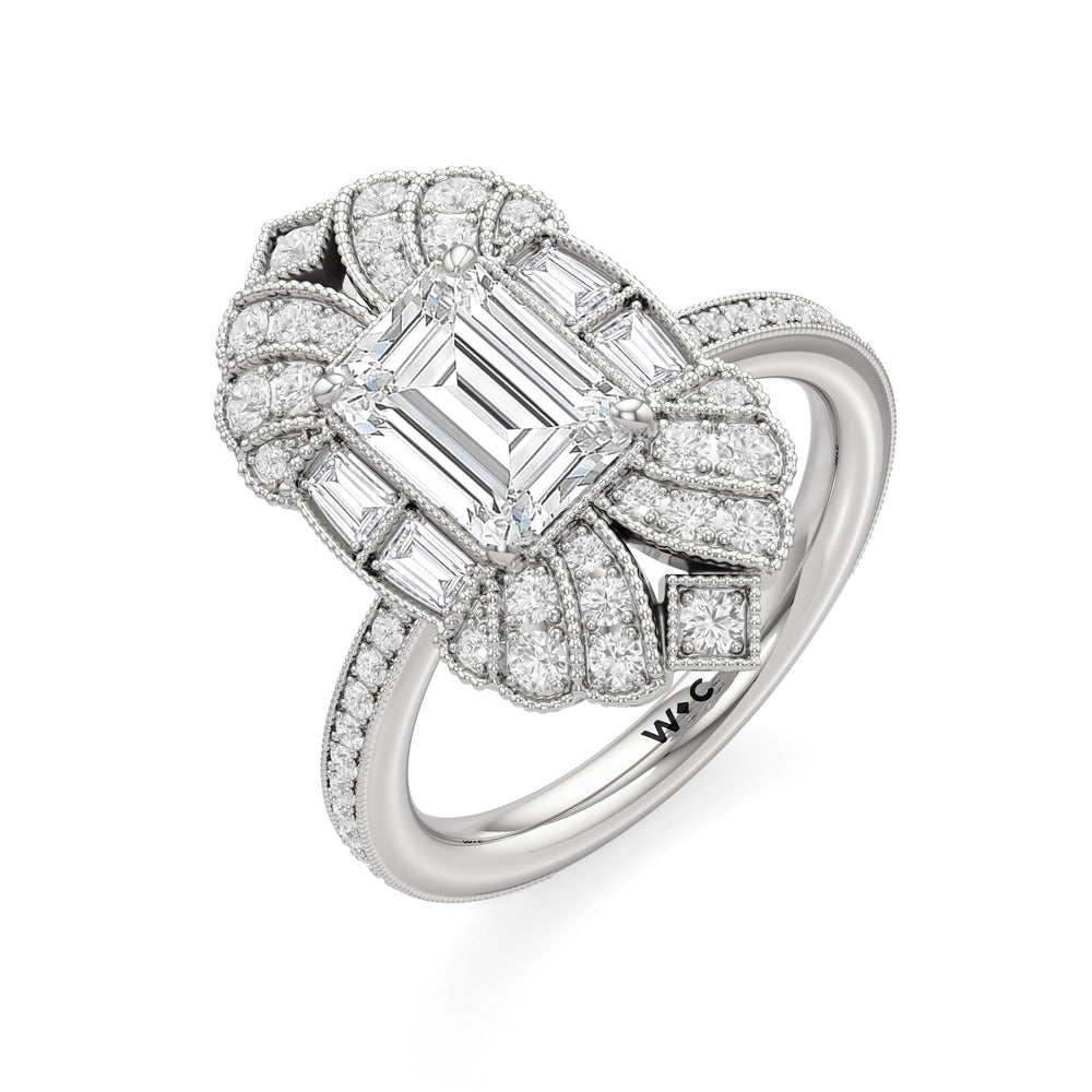 Emerald Cut The Spire Ring with Lab Grown Diamond in 14KT Platinum view 4
