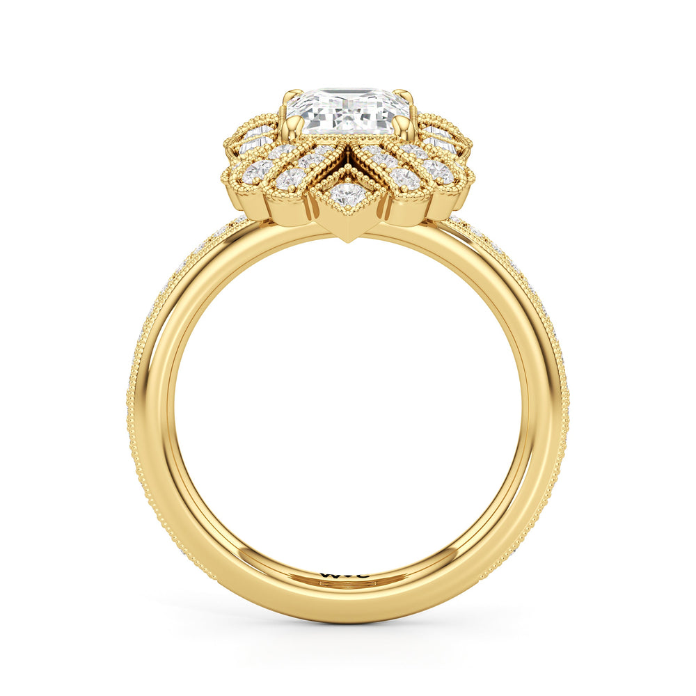 Emerald Cut The Spire Ring with Lab Grown Diamond in 14KT Yellow Gold view 3

