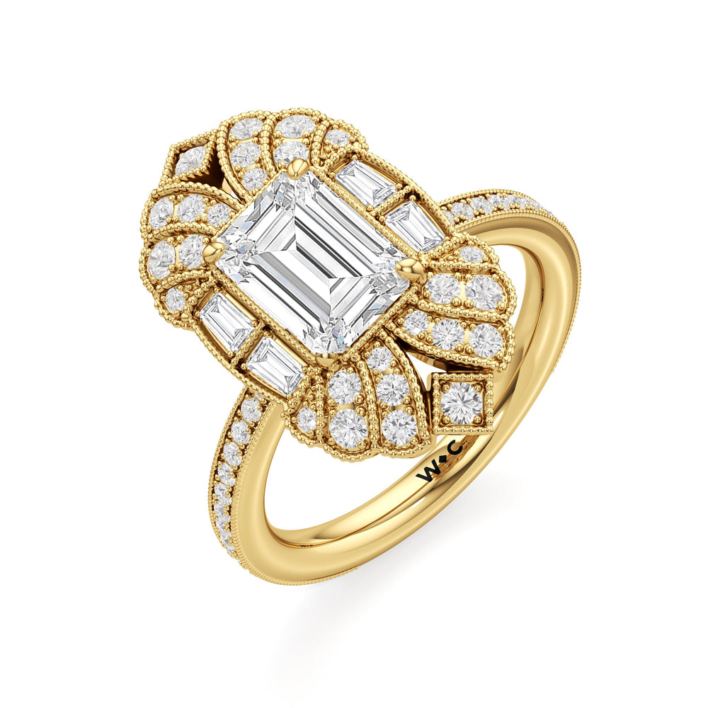 Emerald Cut The Spire Ring with Lab Grown Diamond in 14KT Yellow Gold view 4
