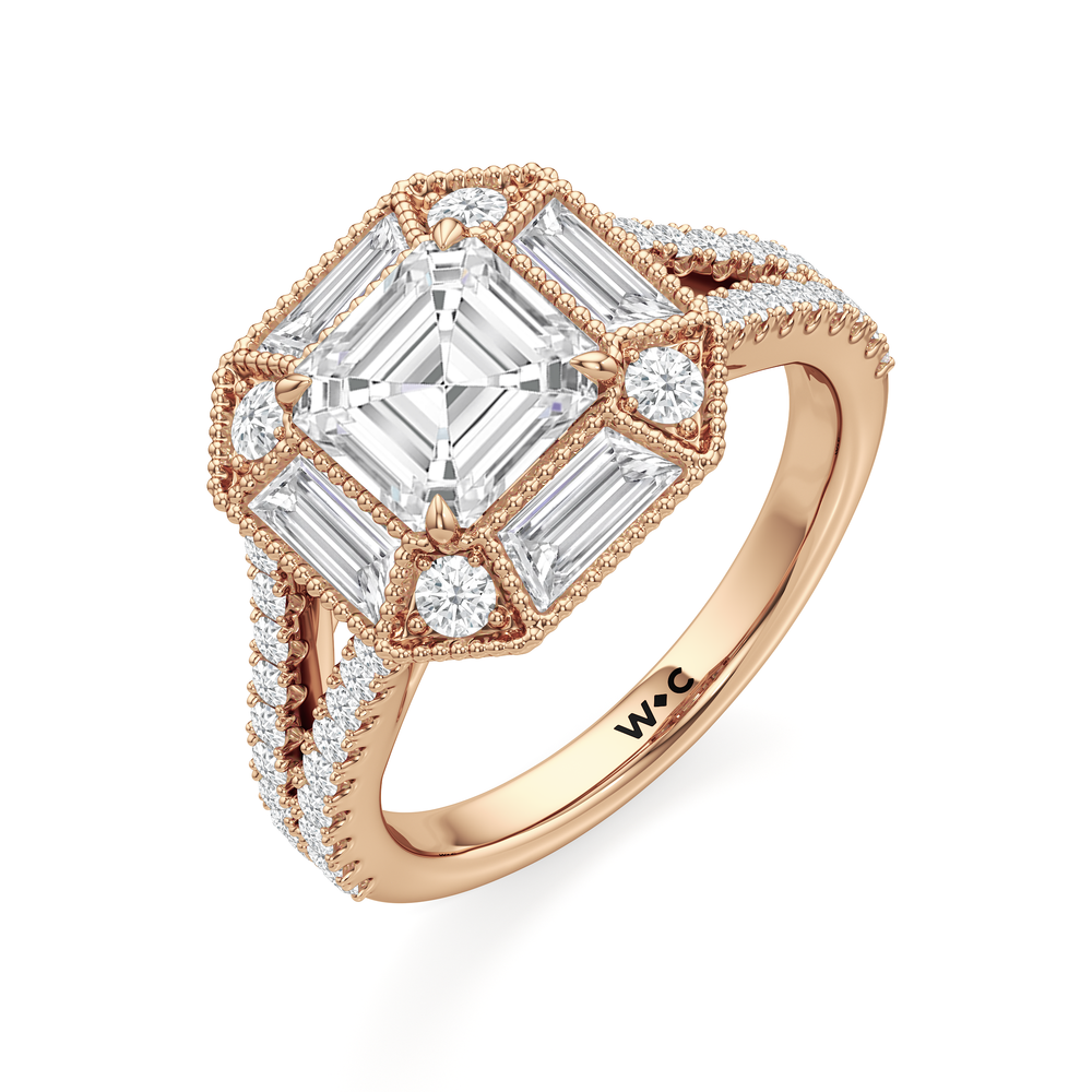 Asscher Cut The Navigator Ring (E+ VVS+) with Lab Grown Diamond in 14KT Rose Gold view 4
