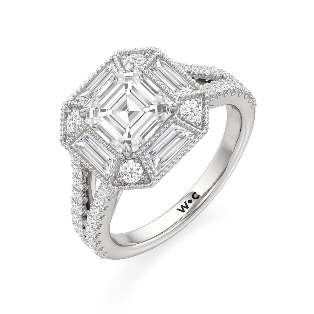 Asscher Cut The Navigator Ring with Lab Grown Diamond in 14KT Platinum view 4
