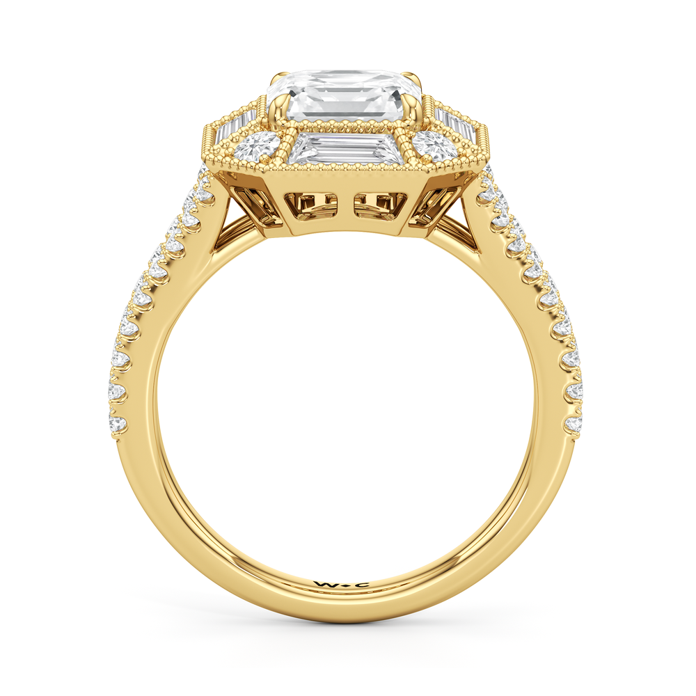 Asscher Cut The Navigator Ring (E+ VVS+) with Lab Grown Diamond in 14KT Yellow Gold view 3
