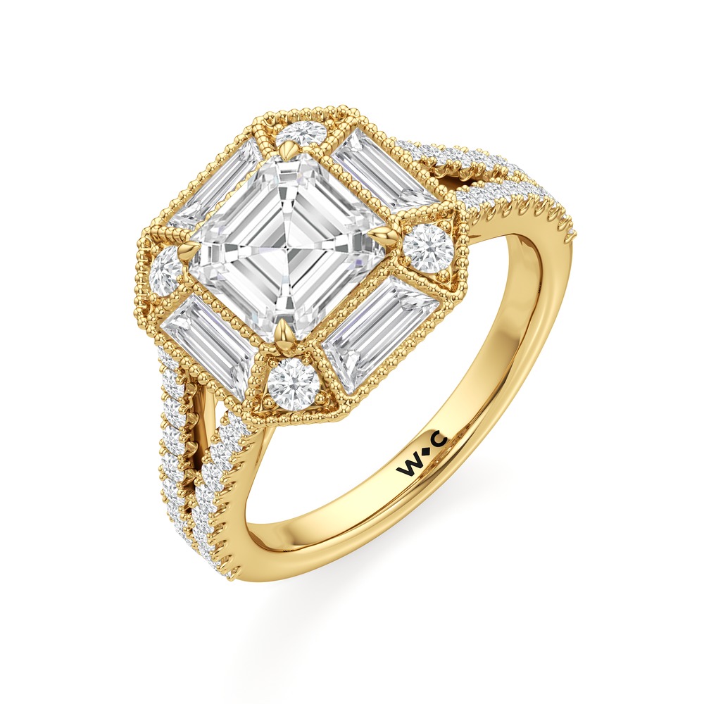 Asscher Cut The Navigator Ring with Lab Grown Diamond in 14KT Yellow Gold view 4
