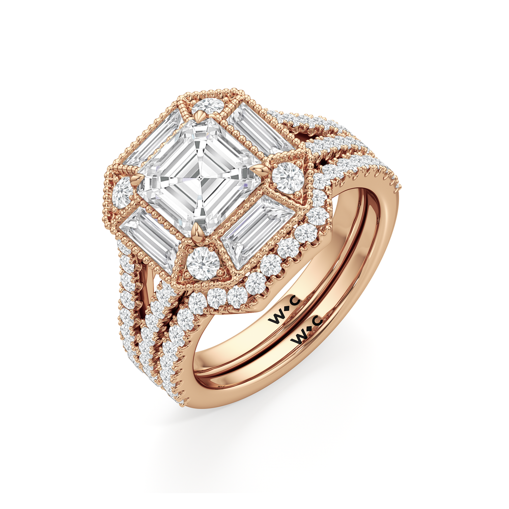 The Navigator Diamond Wedding Band with 18KT Rose Gold Cut Diamond in 14KT Rose Gold view 7
