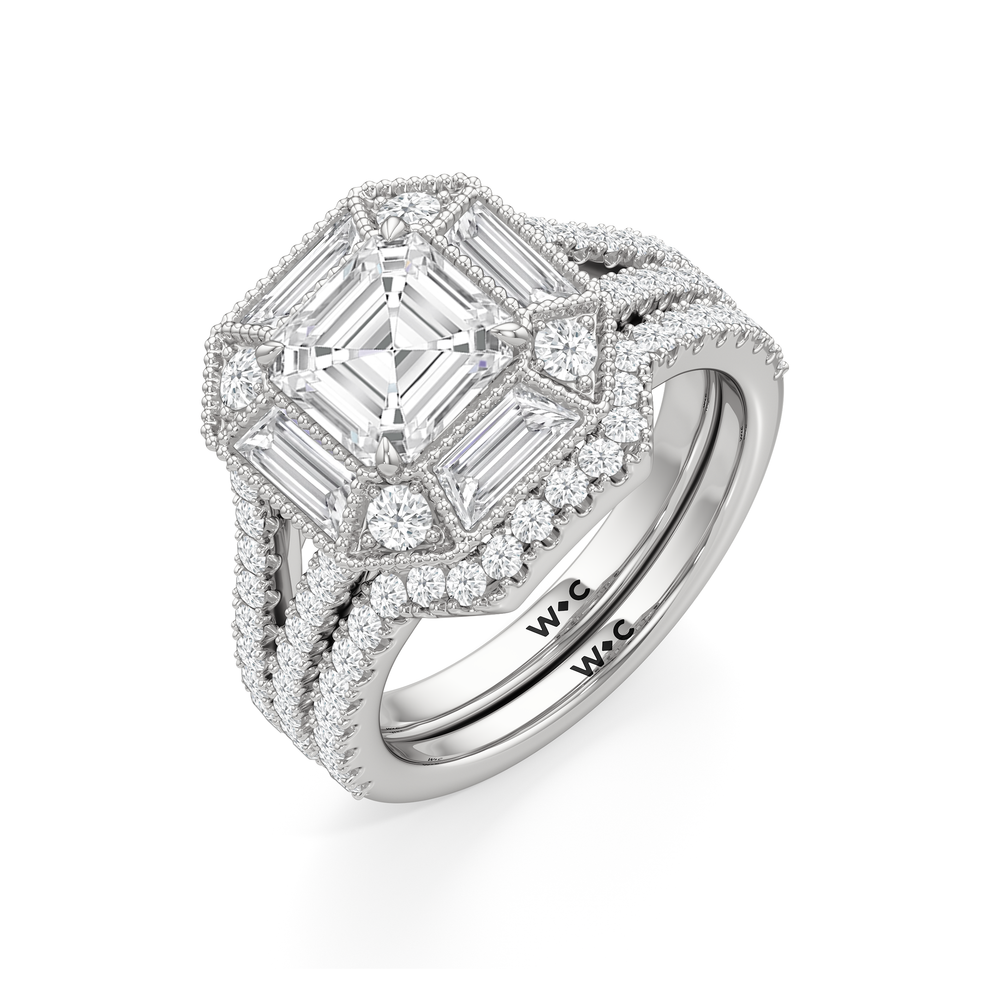 The Navigator Diamond Wedding Band with Platinum Cut Diamond in 14KT Platinum view 7
