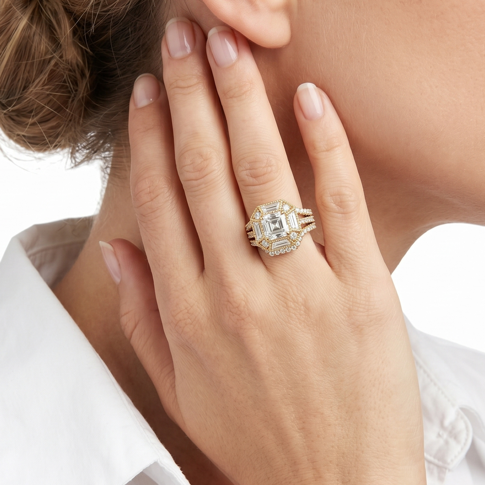 The Navigator Diamond Wedding Band with Platinum Cut Diamond in 14KT Platinum view 4
