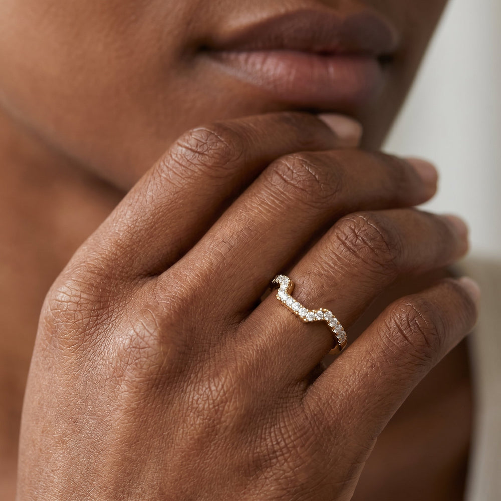 The Navigator Diamond Wedding Band with 18KT Yellow Gold Cut Diamond in 14KT Yellow Gold view 2
