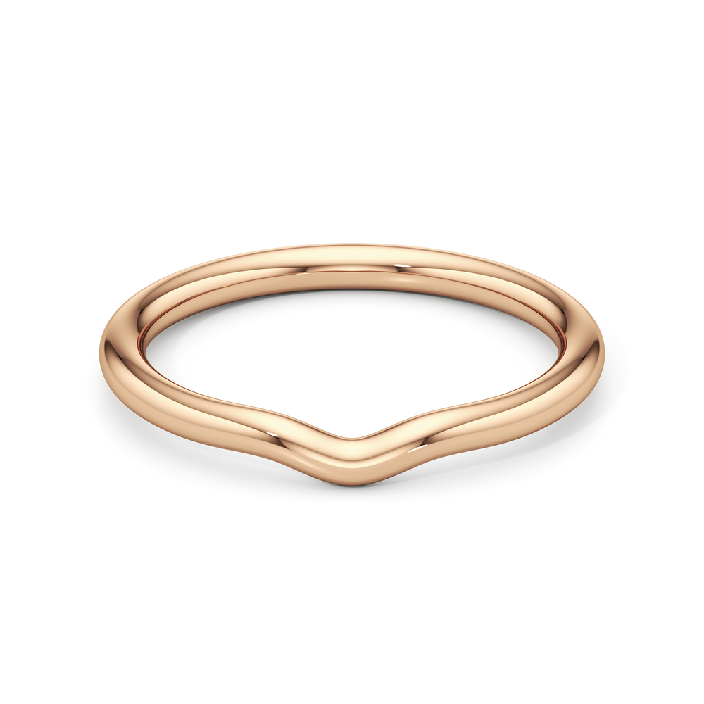 The W Classic Wedding Band with 18KT Rose Gold Cut Diamond in 14KT Rose Gold view 1
