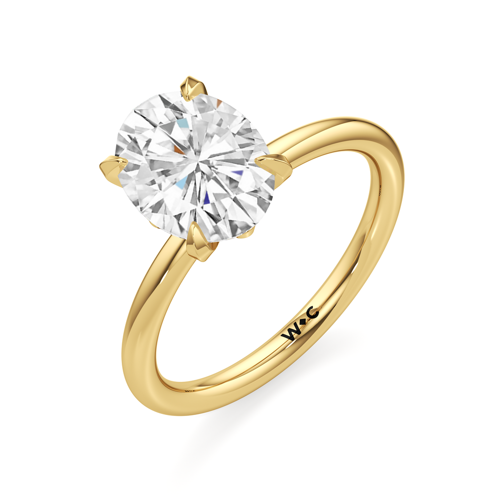 3.01ct Oval W Classic Lab Diamond Engagement Ring with 3 Cut Diamond in 14KT Oval view 4
