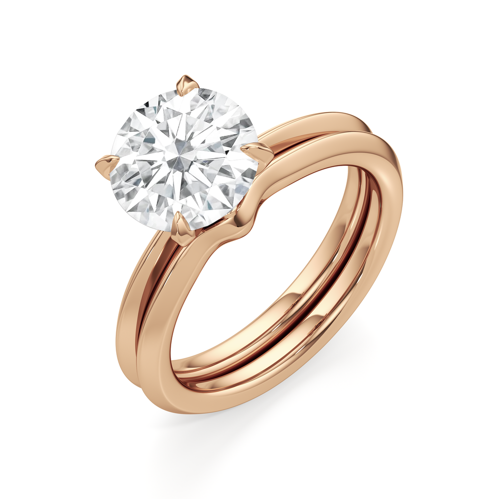 The W Evolution Engagement Ring with Emerald Cut Diamond in 14KT Rose Gold view 5
