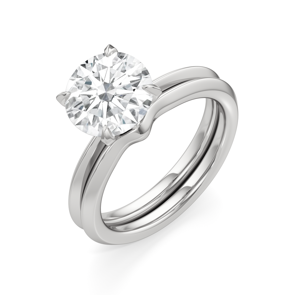 The W Evolution Wedding Band with Platinum Cut Diamond in 14KT Platinum view 4
