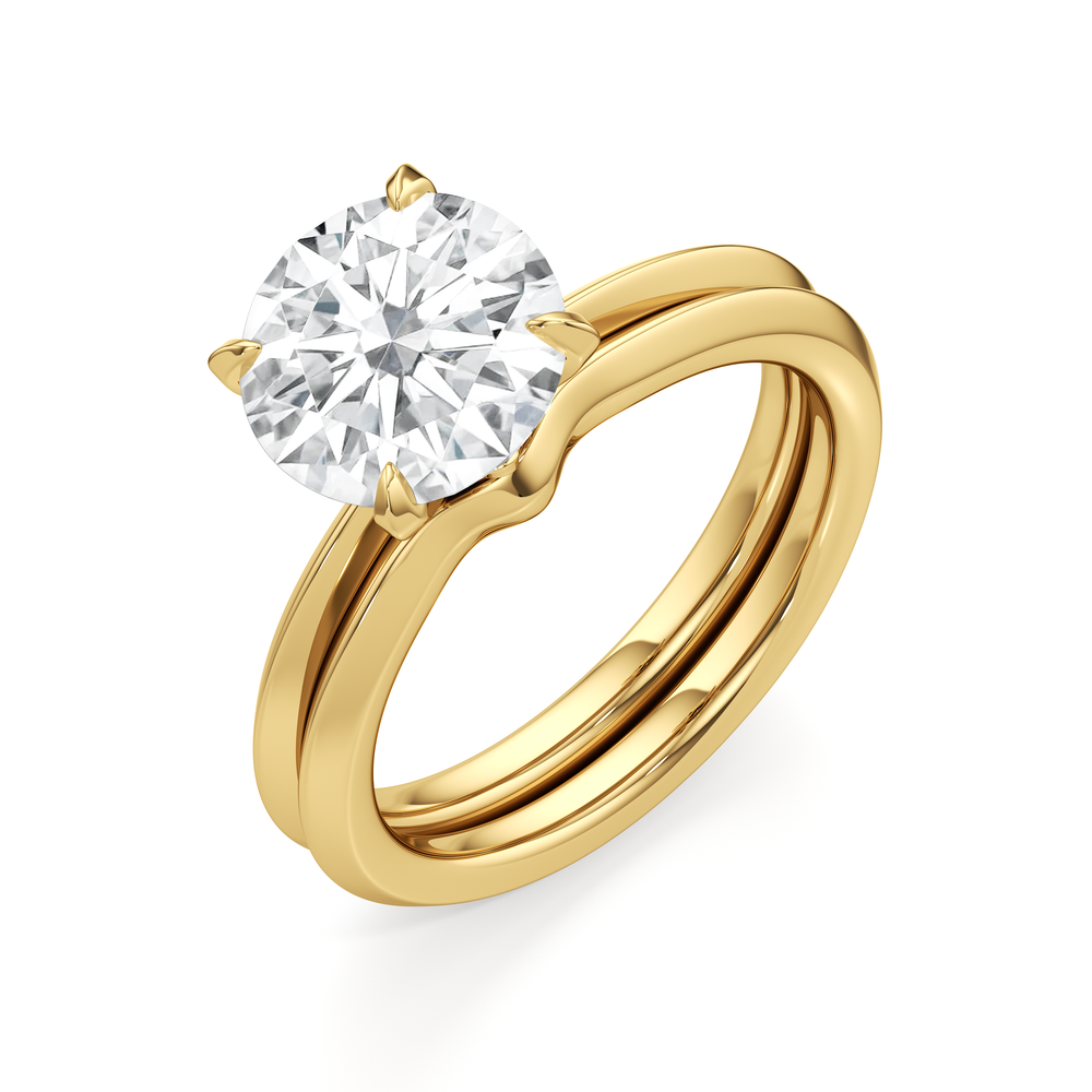 The W Evolution Engagement Ring with Emerald Cut Diamond in 14KT Yellow Gold view 5
