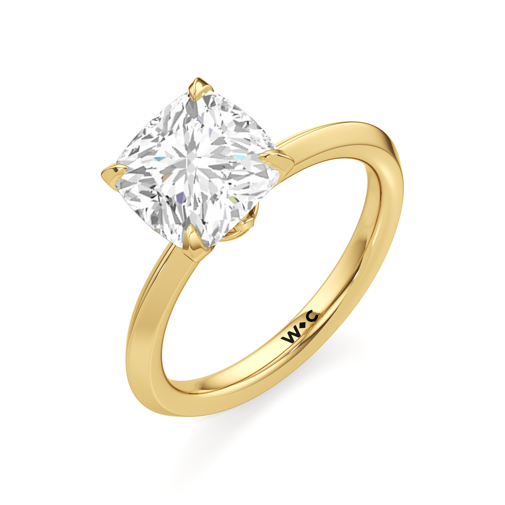 Cushion Cut The W Evolution Engagement Ring with Lab Grown Diamond in 14KT Yellow Gold view 3
