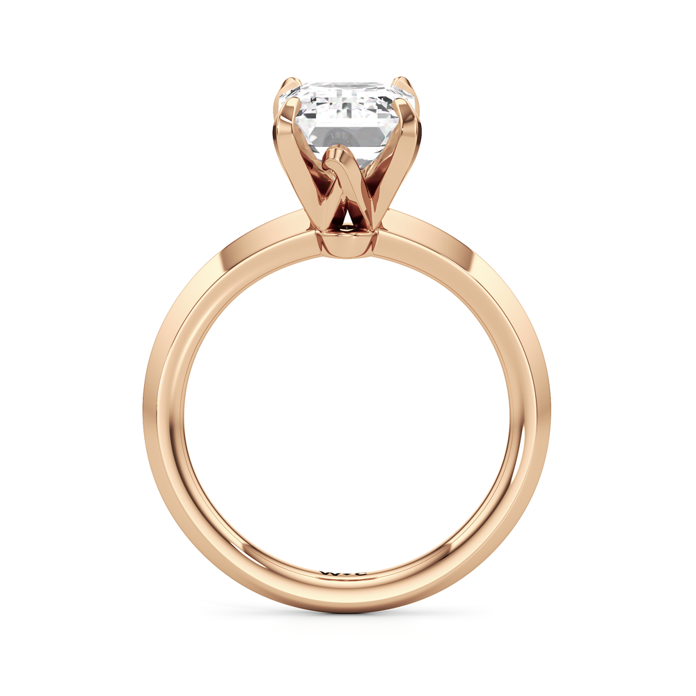 Emerald Cut The W Evolution Engagement Ring with Lab Grown Diamond in 14KT Rose Gold view 2
