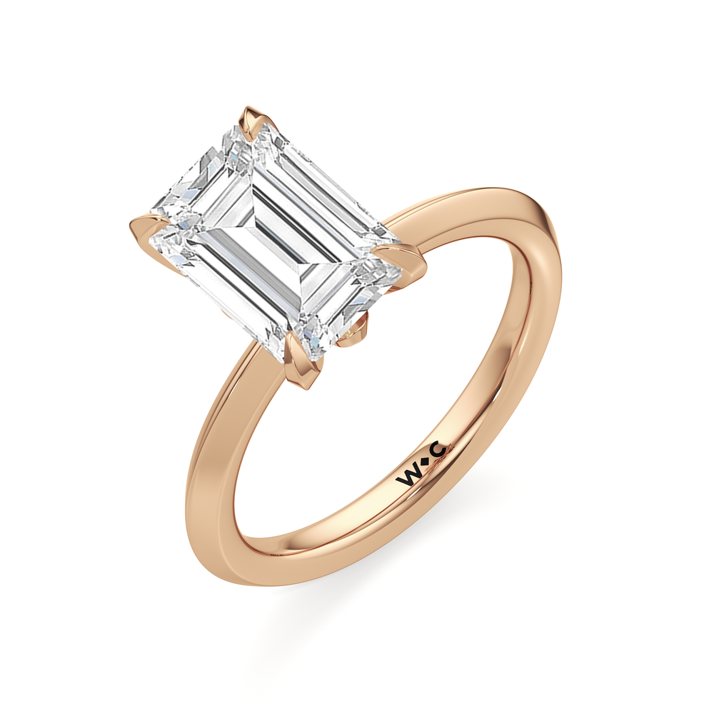 Emerald Cut The W Evolution Engagement Ring with Lab Grown Diamond in 14KT Rose Gold view 3
