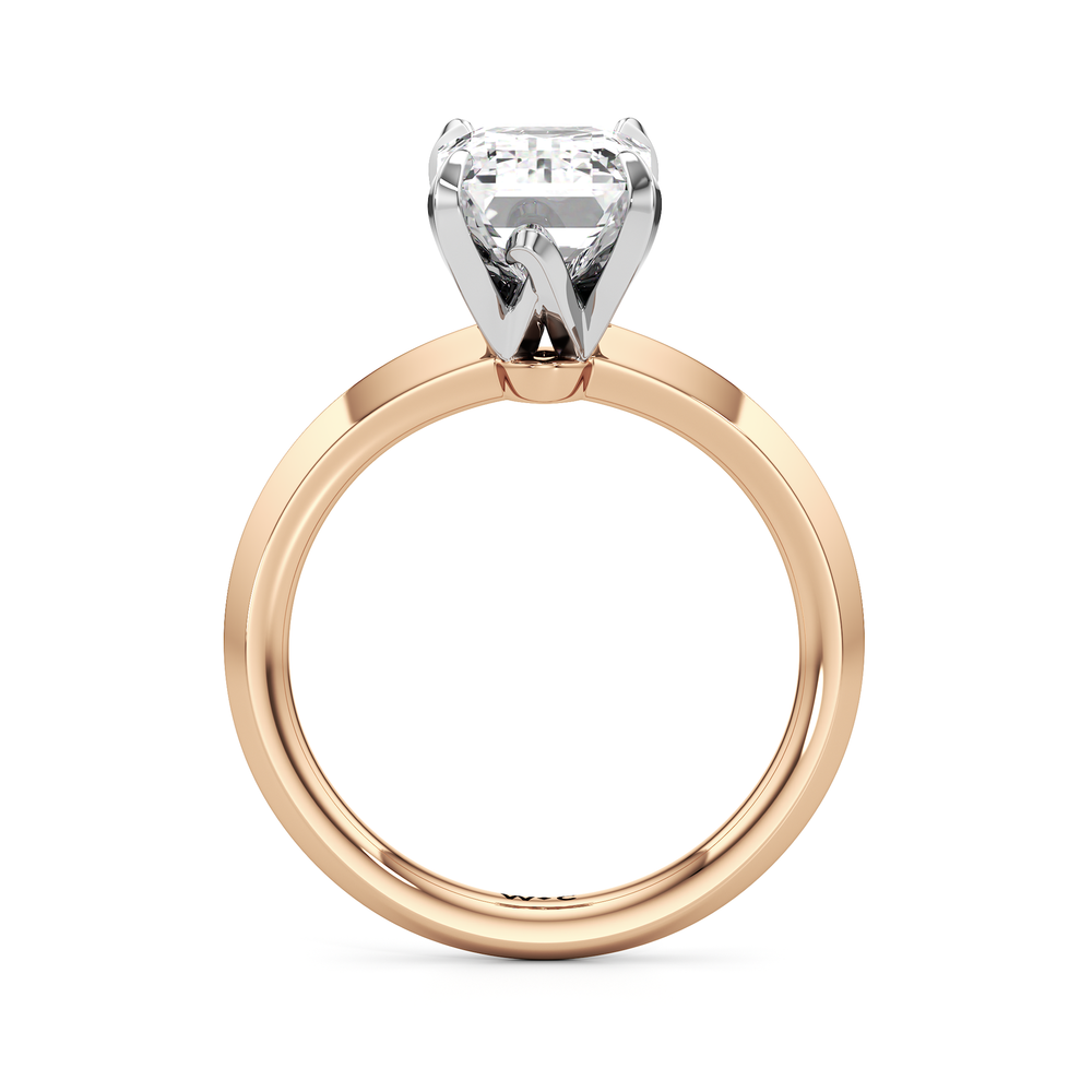 Emerald Cut The W Evolution Engagement Ring with Lab Grown Diamond in 14KT Rose Gold & Platinum view 2
