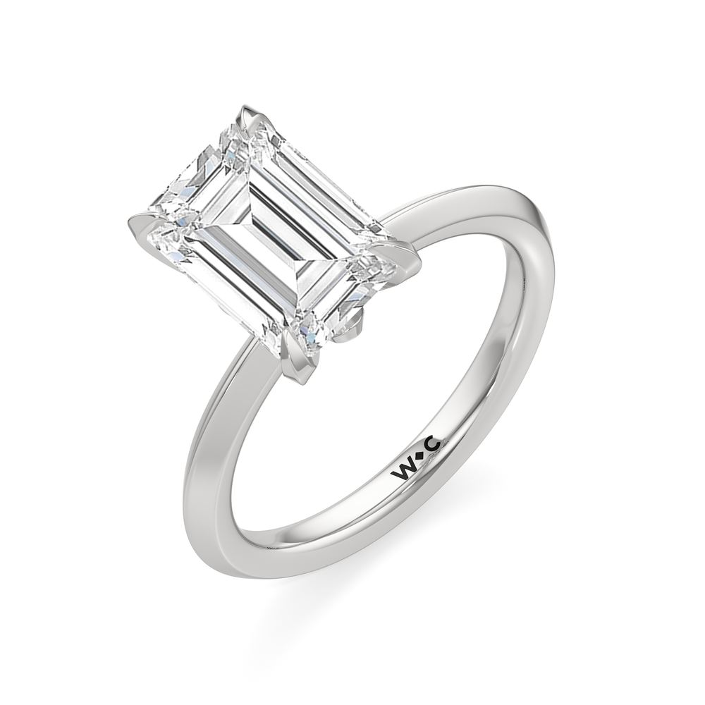 Emerald Cut The W Evolution Engagement Ring with Lab Grown Diamond in 14KT Platinum view 3
