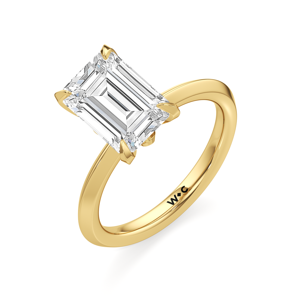Emerald Cut The W Evolution Engagement Ring with Lab Grown Diamond in 14KT Yellow Gold view 3
