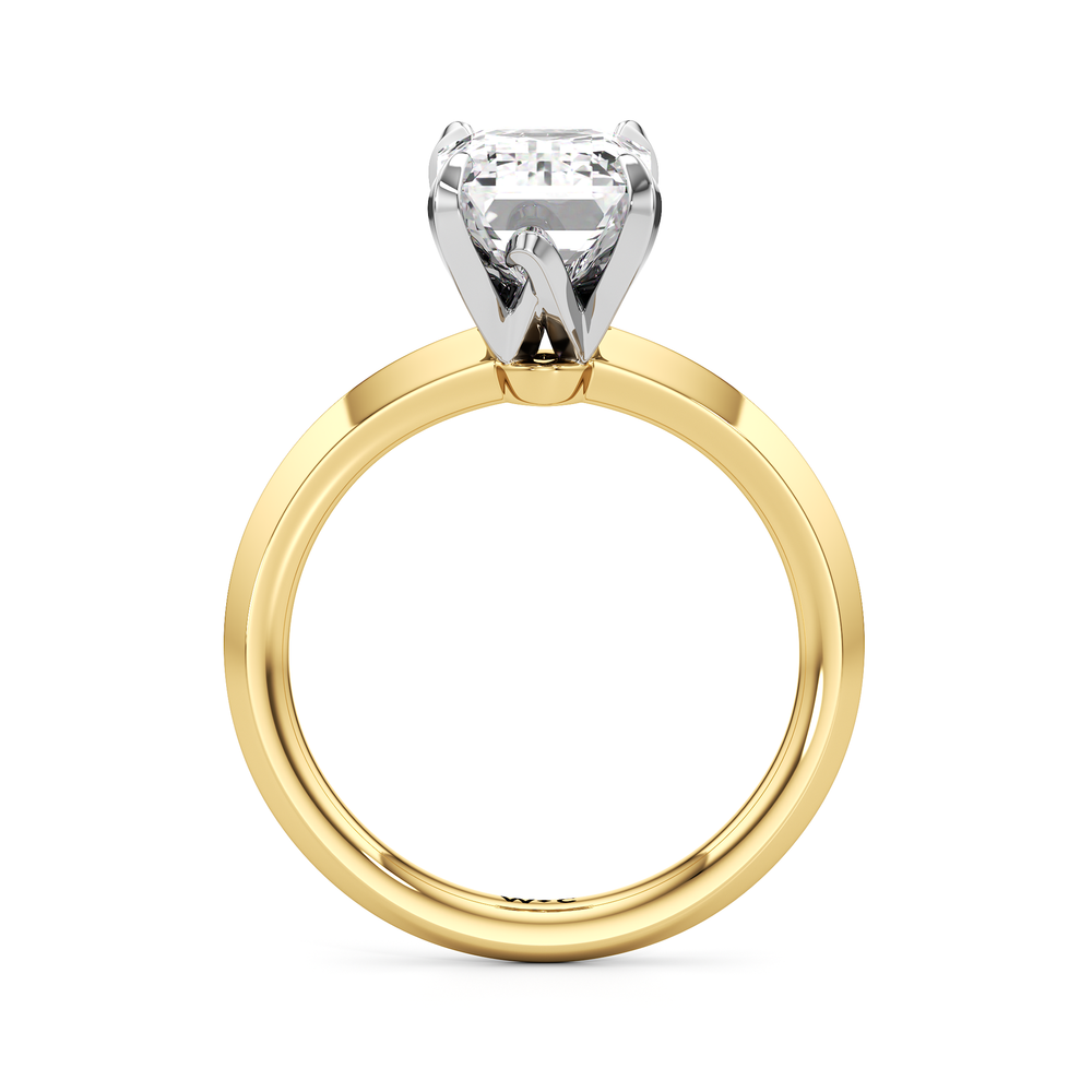 Emerald Cut The W Evolution Engagement Ring with Lab Grown Diamond in 14KT Yellow Gold & Platinum view 2
