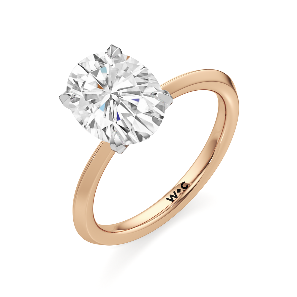 Oval Cut The W Evolution Engagement Ring with Lab Grown Diamond in 14KT Rose Gold & Platinum view 3
